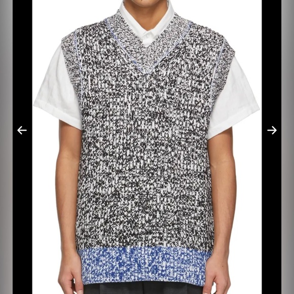 ACNE STUDIOS White & Black Chunky Sweater Vest - White/Black, size XS